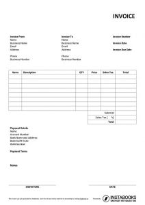 Blank Excel invoice template with terms 2/10 net 30, automatic invoice numbering, logo, bank details, discount, tax calculation formula, signature