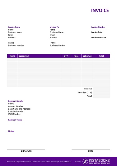 Free Business Invoice Templates | Instabooks UK